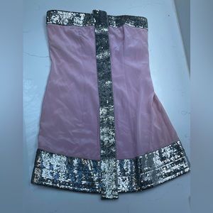 Jay Godfrey pink and silver mini dress
